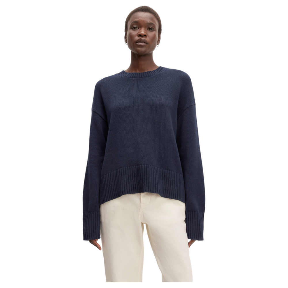 Everlane Navy Blue Long Sleeve The Organic Cotton Crew Pullover Sweater Size L